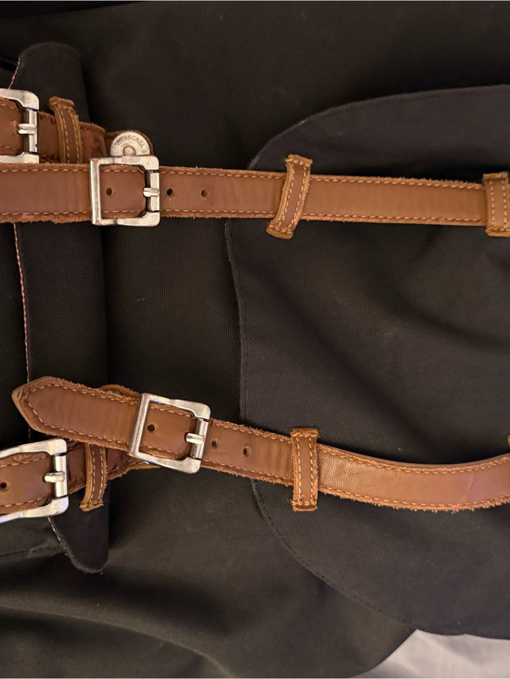 Herschel Supply Company Black Canvas Backpack with Brown Leather Straps